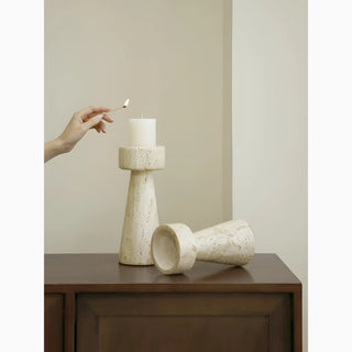 Stone|Minimalistic|Candle|Holder|Living|Dining|Bedroom|Elegant|Beige