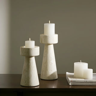 Natural travertine|Candle holder|Minimalistic|Decor for living room