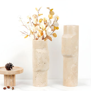 MIRODEMI Travertine Decorative Vase for Elegant Home Decor | travertine design accent | upscale travertine decor | travertine texture detail | Modern vase decor