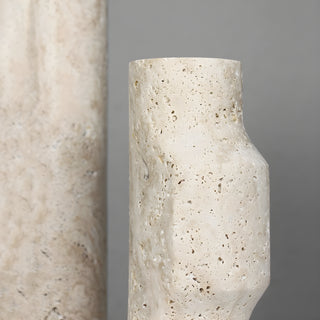 MIRODEMI Sophisticated Travertine Vase for Minimalist Spaces | travertine luxury accessory | Contemporary home decor | fine natural texture | Sleek travertine piece