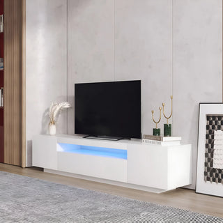 Minimalistic|Sleek|TV Stand|White|With lighting|For living room