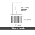 Mirodemi Acquaformosa Black/White Art Minimalistic LED Pendant Chandelier 20 Lamps