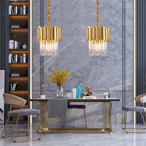 MIRODEMI Positano Gold Crystal Pendant Light | Luxury Kitchen Chandelier