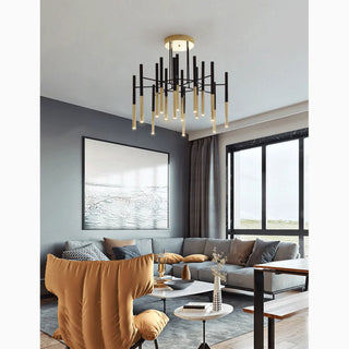 Solothurn | Strict Minimalistic Nordic Black Gold Metal Chandelier 12 16 18 24 Lights Bedroom Living Room Hall Lobby Dining Room Kitchen 