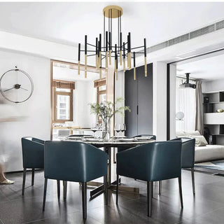 Solothurn | Strict Minimalistic Nordic Black Gold Metal Chandelier 12 16 18 24 Lights Bedroom Living Room Hall Lobby Dining Room Kitchen 