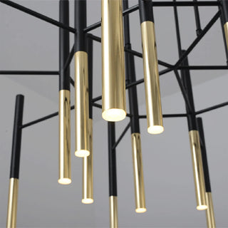 Solothurn | Strict Minimalistic Nordic Black Gold Metal Chandelier 12 16 18 24 Lights Bedroom Living Room Hall Lobby Dining Room Kitchen 