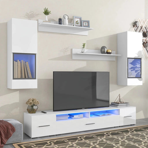 Mirodemi Nysa White Glossy TV Stand with Matching Set