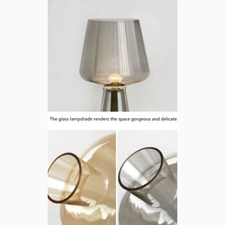 Nordic|Cement|Glass|Table|Lamp|Nightshade|LED|Minimalistic|Grey|Amber