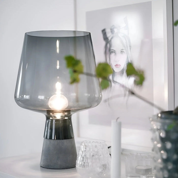 Nordic|Cement|Glass|Table|Lamp|Nightshade|LED|Minimalistic|Grey