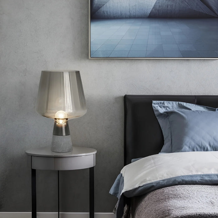 Nordic|Cement|Glass|Table|Lamp|Nightshade|LED|Minimalistic|Grey