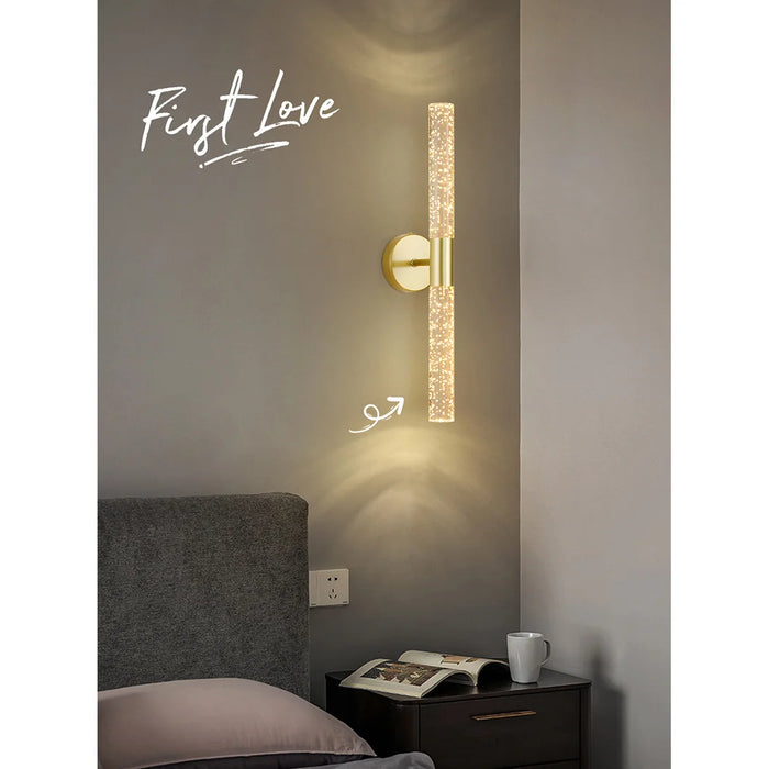 Gold|Tube|LED|Wall|Lamp|Sconce|Bedside|Crear|Bubbles|Elegant