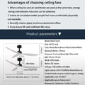 Modern Indoor Solid Wood Ceiling Fan With Lamp and Remote Control | 52" Parameters