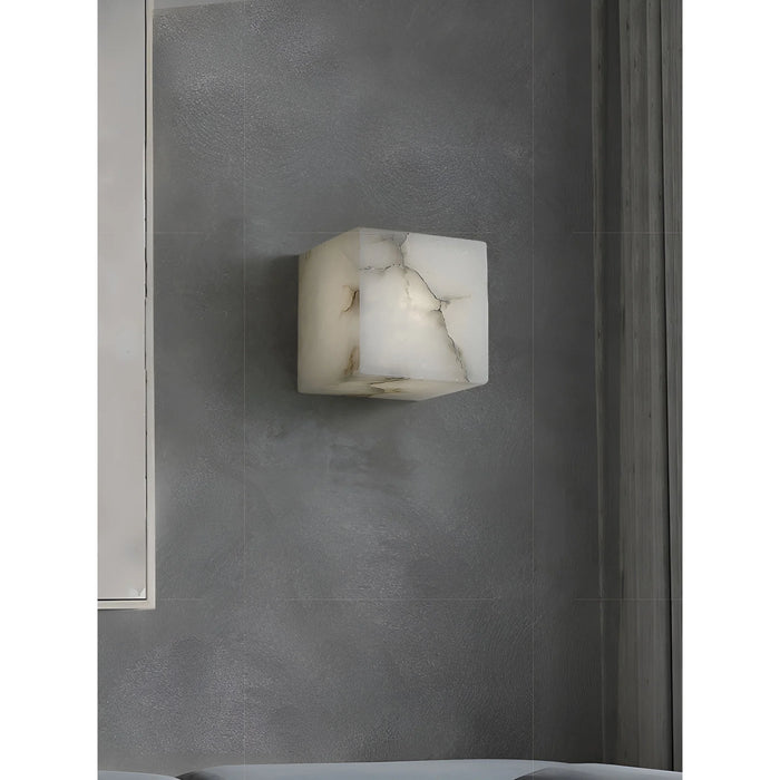 Marble|Cube|White|Wall|Lamp|Sconce|Elegant|Modern|Luxury