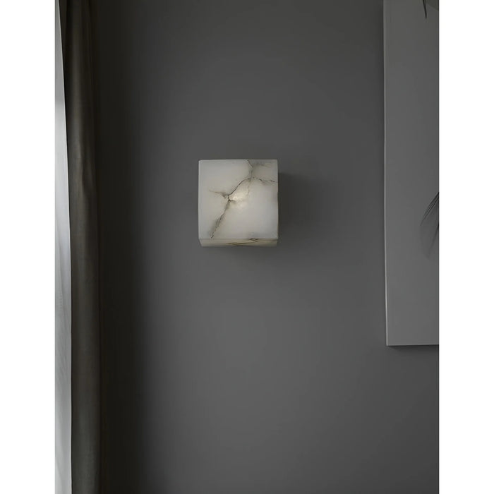 Marble|Cube|White|Wall|Lamp|Sconce|Elegant|Modern|Luxury