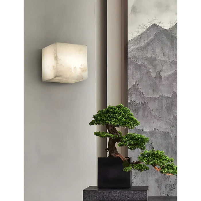 Marble|Cube|White|Wall|Lamp|Sconce|Elegant|Modern|Luxury