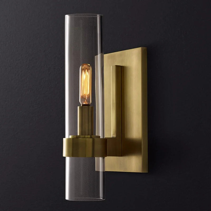 Modern American-style wall lamp made of iron and glass