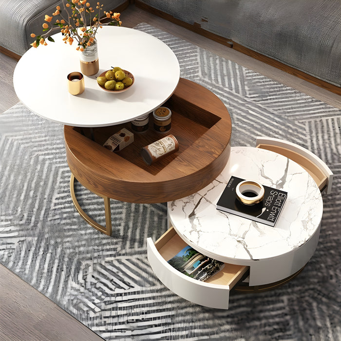 MIRODEMI Modern Nesting Alva Lift Top Coffee Table with Sintered Stone Top | luxury furniture | wooden coffee table | coffee table with storage | 