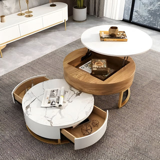 MIRODEMI Modern Nesting Alva Lift Top Coffee Table with Sintered Stone Top | luxury furniture | wooden coffee table | coffee table with storage | 