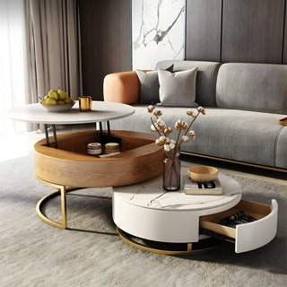 MIRODEMI Modern Nesting Alva Lift Top Coffee Table with Sintered Stone Top | luxury furniture | wooden coffee table | coffee table with storage | 