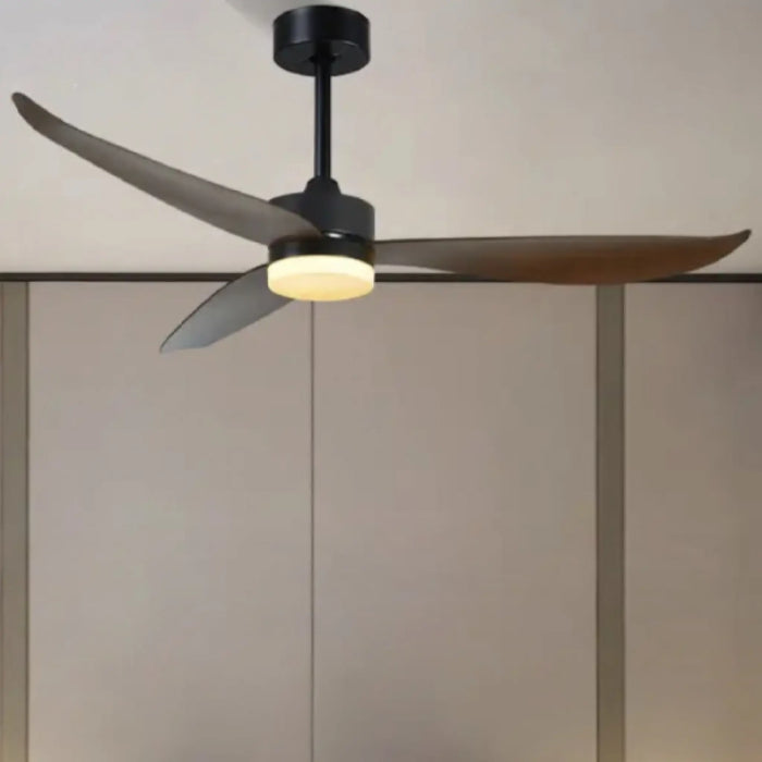 Modern Indoor Solid Dark Wood Ceiling Fan With Lamp and Remote Control | 52"