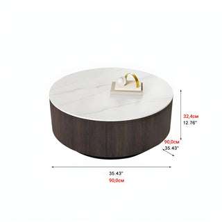 MIRODEMI Modern Round Drum Coffee Table with Solid Wood Drawers | luxury furniture | round coffee table | wooden coffee table | 