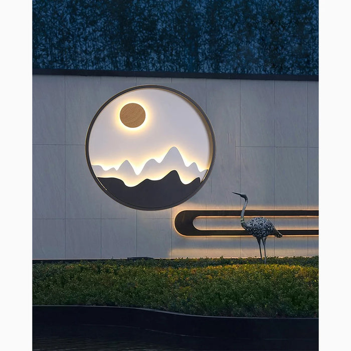 Courtyard|Round|Mountain|LED|Wall|Lamp|Garden|Designer