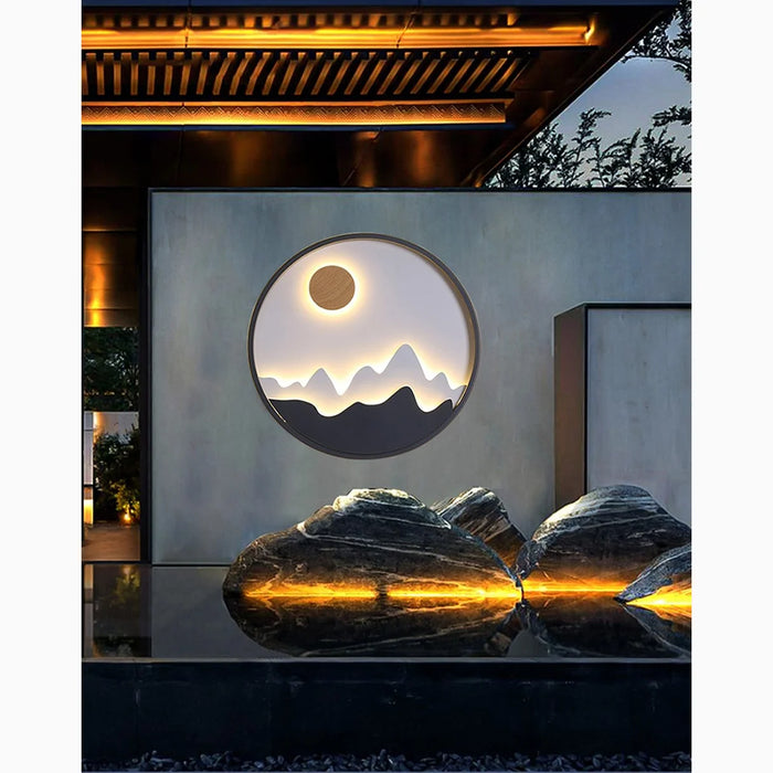 Courtyard|Round|Mountain|LED|Wall|Lamp|Garden|Designer