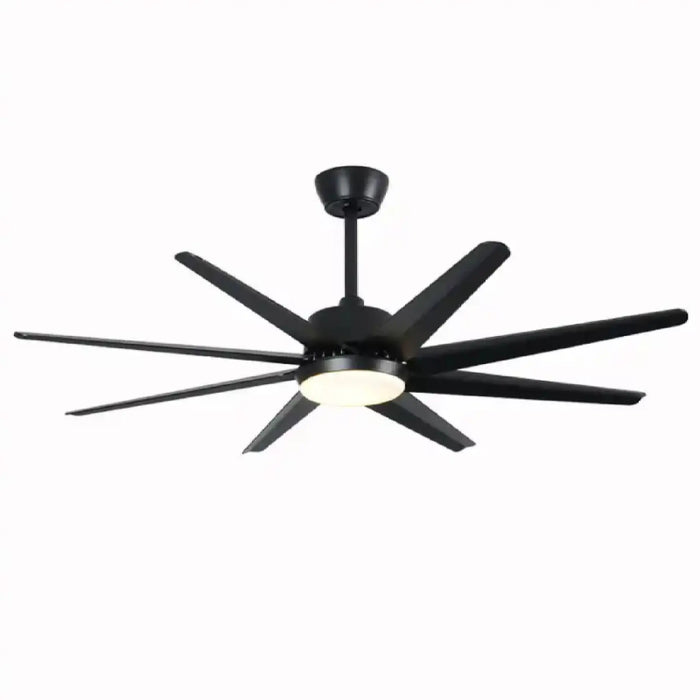 Modern Solid Black Wood Ceiling Fan with Led Light and Remote Control