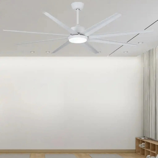 Modern Solid White Wood Ceiling Fan with Led Light and Remote Control