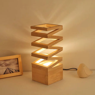 Vase|Wooden|Wood|Table|Lamp|Bedside|LED|Naturel