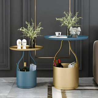 Gold and blue plant stand|Multifunctional decor|Iron flower stand|Stand for plants| Plant stand with storage