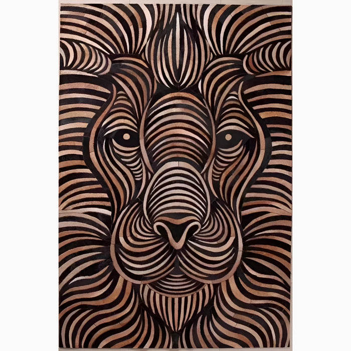 Cowhide carpet|Natural|Lion pattern|Decor for living room|Leather backing