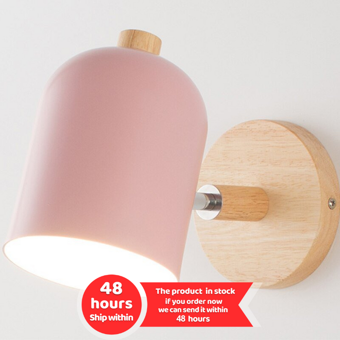 Nordic Wooden 6 Color Macaroon Steering Head Wall Sconce Pink