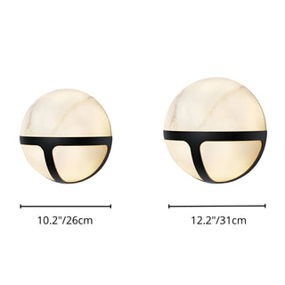 Side-by-side comparison of the Nube Marble Waterproof Outdoor Wall Light in two sizes: 10.2" (26cm) and 12.2" (31cm)