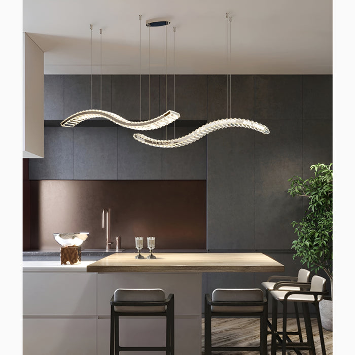 Opfikon | Gold/Silver Stainless Steel Crystal Chandelier for Dining Room