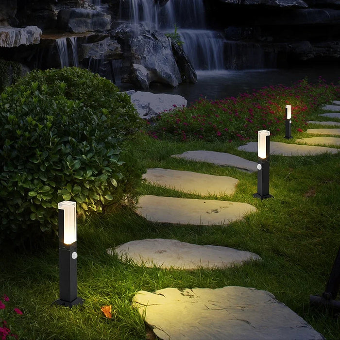 Outdoor|Lawn|Lamp|Waterproof|Motion|Sensor|Black|Aluminum|Acrylic