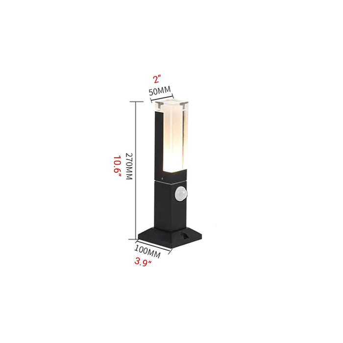 Outdoor|Lawn|Lamp|Waterproof|Motion|Sensor|Black|Aluminum|Acrylic