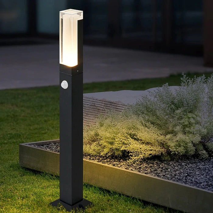 Outdoor|Lawn|Lamp|Waterproof|Motion|Sensor|Black|Aluminum|Acrylic