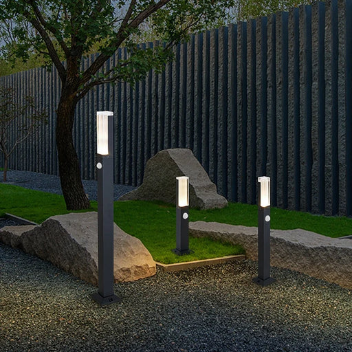 Outdoor|Lawn|Lamp|Waterproof|Motion|Sensor|Black|Aluminum|Acrylic