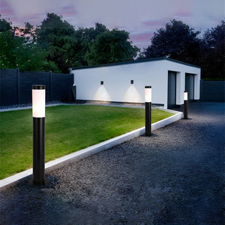 Outdoor|LED|Lawn|Lamp|Silver|Steel|Black|Pathway|Garden