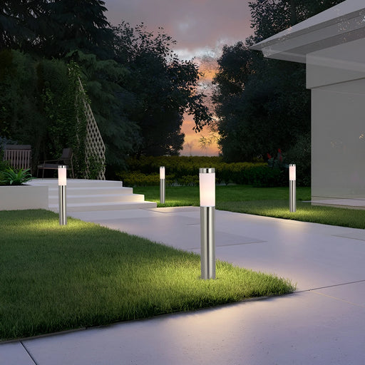 Outdoor|LED|Lawn|Lamp|Silver|Steel|Black|Pathway|Garden