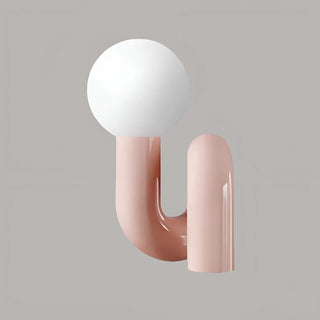 Minimalist pink resin table lamp with spherical frosted glass shade – modern design bedside light