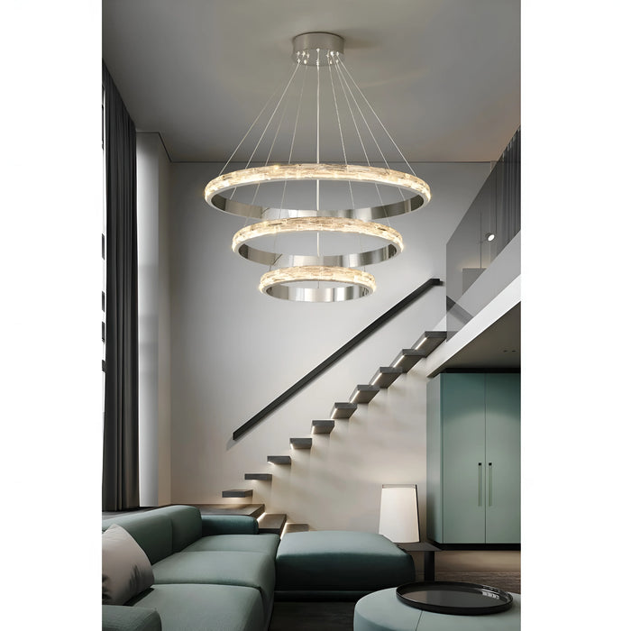 Living|Dining|Ring|Steel|Crystal|LED|Chandelier|Postmodern|Pendant