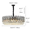 MIRODEMI Modern Drum Black Crystal Ceiling Chandelier For Living Room Dining Room Bedroom