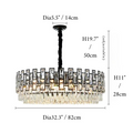 MIRODEMI Modern Drum Black Crystal Ceiling Chandelier For Living Room Dining Room Bedroom