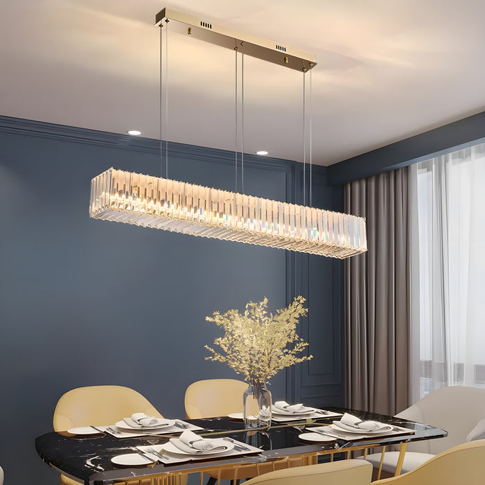 MIRODEMI® Aglientu | Rectangular Crystal Hanging LED Chandelier for Living Room