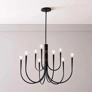 Elegant Black Candle Shaped Pendant Chandelier with Warm Light 