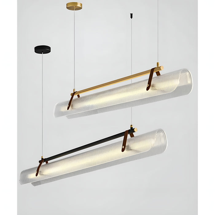 Romanshorn | Stylish Rectangle Metal and Leather Chandelier from Mirodemi | Led Light | Dining Room | Nordic Style | Gold Chandelier | Black Chandelier | Modern 