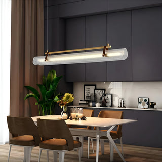 Romanshorn | Stylish Rectangle Metal and Leather Chandelier from Mirodemi | Led Light | Dining Room | Nordic Style | Gold Chandelier | Black Chandelier | Modern 