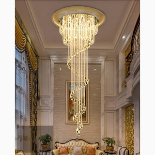 Double Spiral Staircase Crystal Chandelier for Loft, Restaurant, Hotel, Hall, Stairwell D31.5*H78.7" / warm light (3000K)